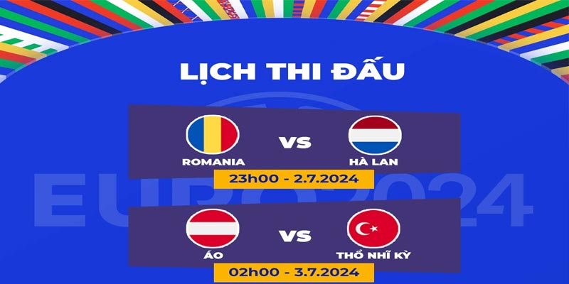 Lịch thi đấu vòng 1/8 Euro 2024